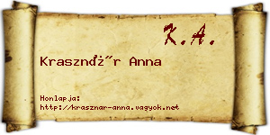 Krasznár Anna névjegykártya